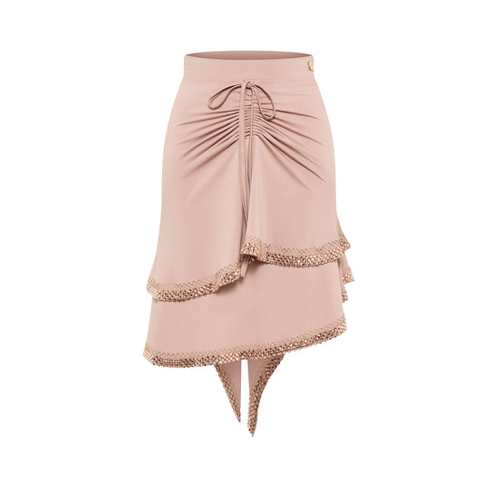 DUYQ “Twin Flowers Latin” 002 Original Classic Skirt – Women’s Latin Ballroom Practice & Performance Wear