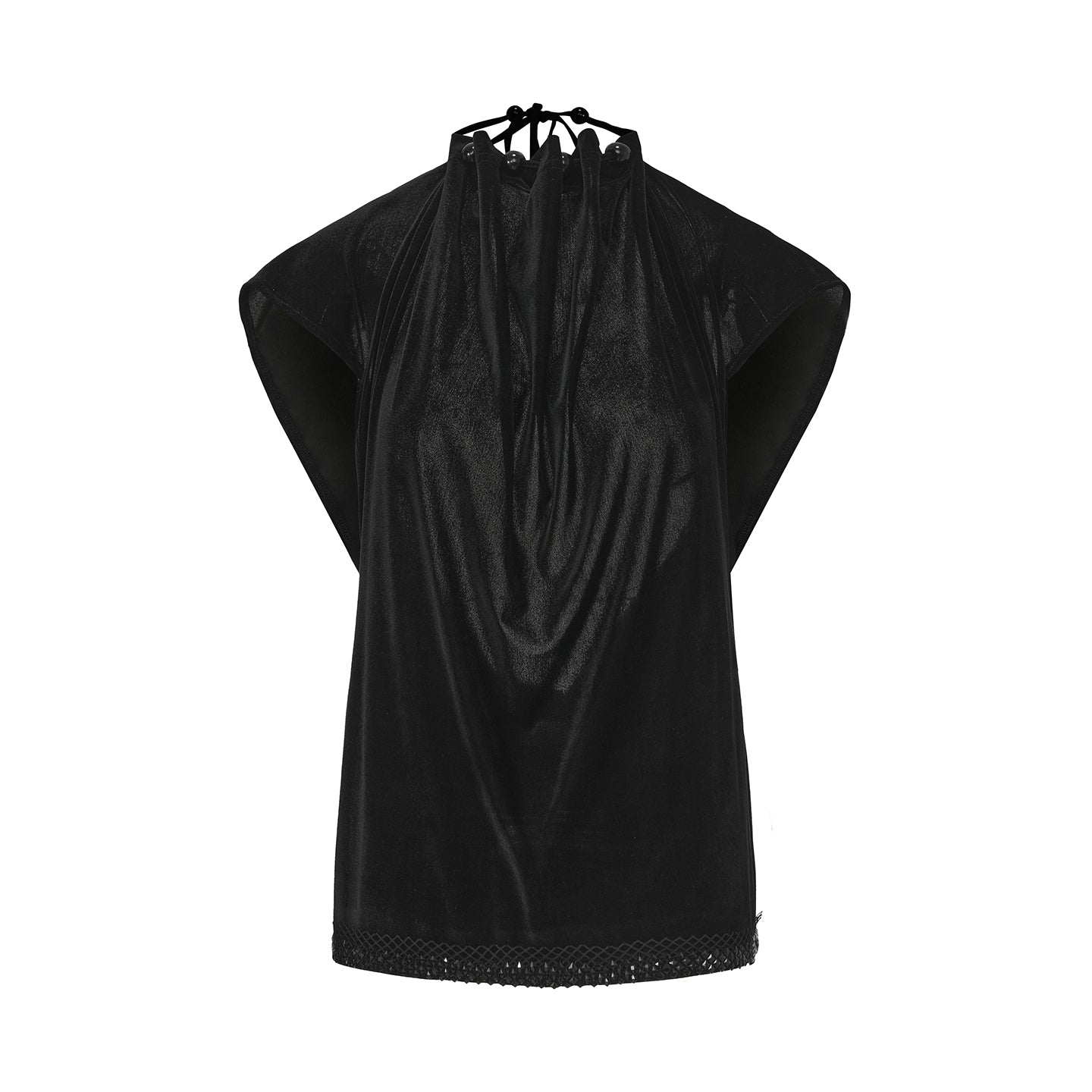 DUYQ [Midnight Star] 011 Ballroom Velvet Gathered Neck Top – Professional Ballroom Practice Wear - Mine·Jas
