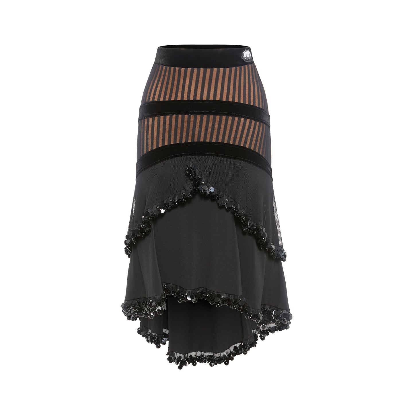 DUYQ [Polina-2] 004 Heavy Craftsmanship Patchwork Half Skirt, National Standard Women's Latin Dance Practice & Performance Costume