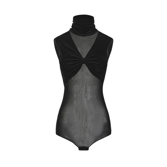 DUYQ [Midnight Star] 009 Latin Bow Detail Bodysuit – Professional Latin Practice Wear