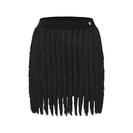 DUYQ [Midnight Star] 014 Latin Black Fringe Mini Skirt – Professional Latin Practice Wear