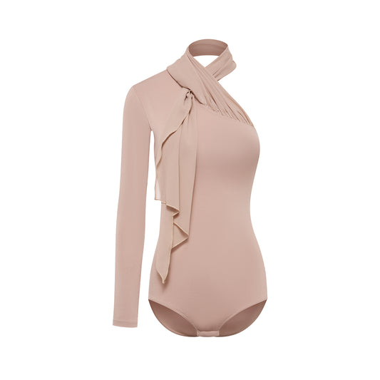DUYQ Twin Blossom Ballroom 001 Asymmetric Ruched Leotard – Women’s Practice Wear