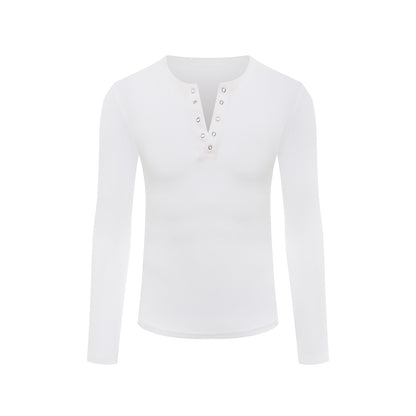 DUYQ A/W 003 Men's Small V-Neck Latin Ballroom Practice Top - Long Sleeve