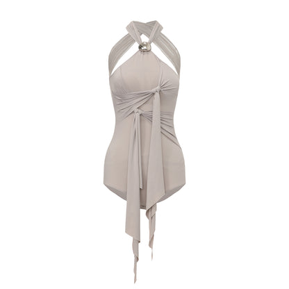 DUYQ 013 Halter Tie Strap Design Dance Top