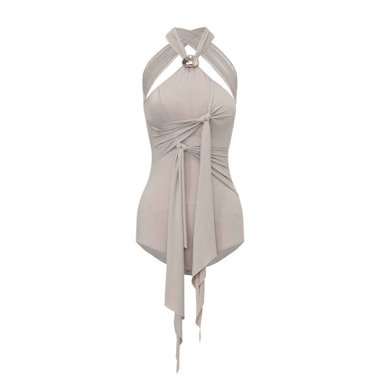 DUYQ 013 Halter Tie Strap Design Dance Top