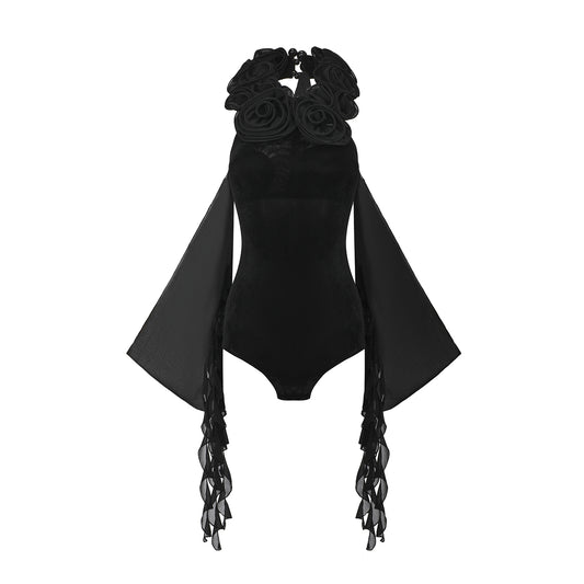 DUYQ [Midnight Star] 009 Ballroom Rose Bodysuit – Professional Ballroom Practice Wear - Mine·Jas