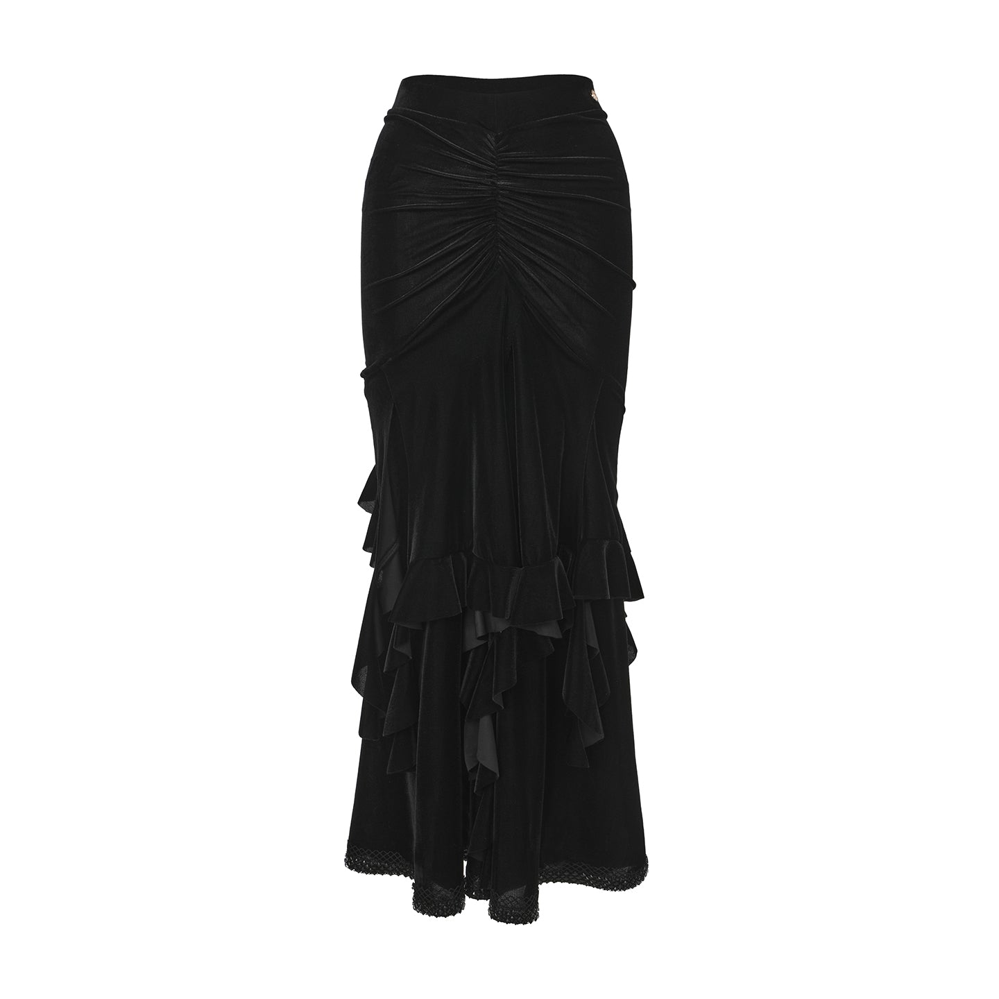 DUYQ [Midnight Star] 012 Ballroom Velvet Ruffle Skirt – Professional Ballroom Practice Wear
