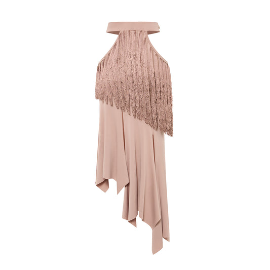 DUYQ Twin Blossom Ballroom 019 Asymmetric Fringe Skirt – Women’s Ballroom Practice Wear