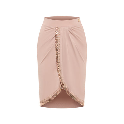 DUYQ “Twin Flowers Latin” 009 Original Ruched Skirt – Women’s Latin Ballroom Practice & Performance Wear