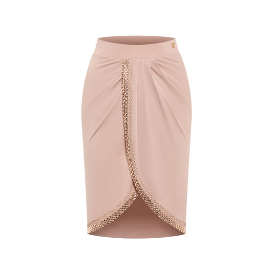 DUYQ “Twin Flowers Latin” 009 Original Ruched Skirt – Women’s Latin Ballroom Practice & Performance Wear