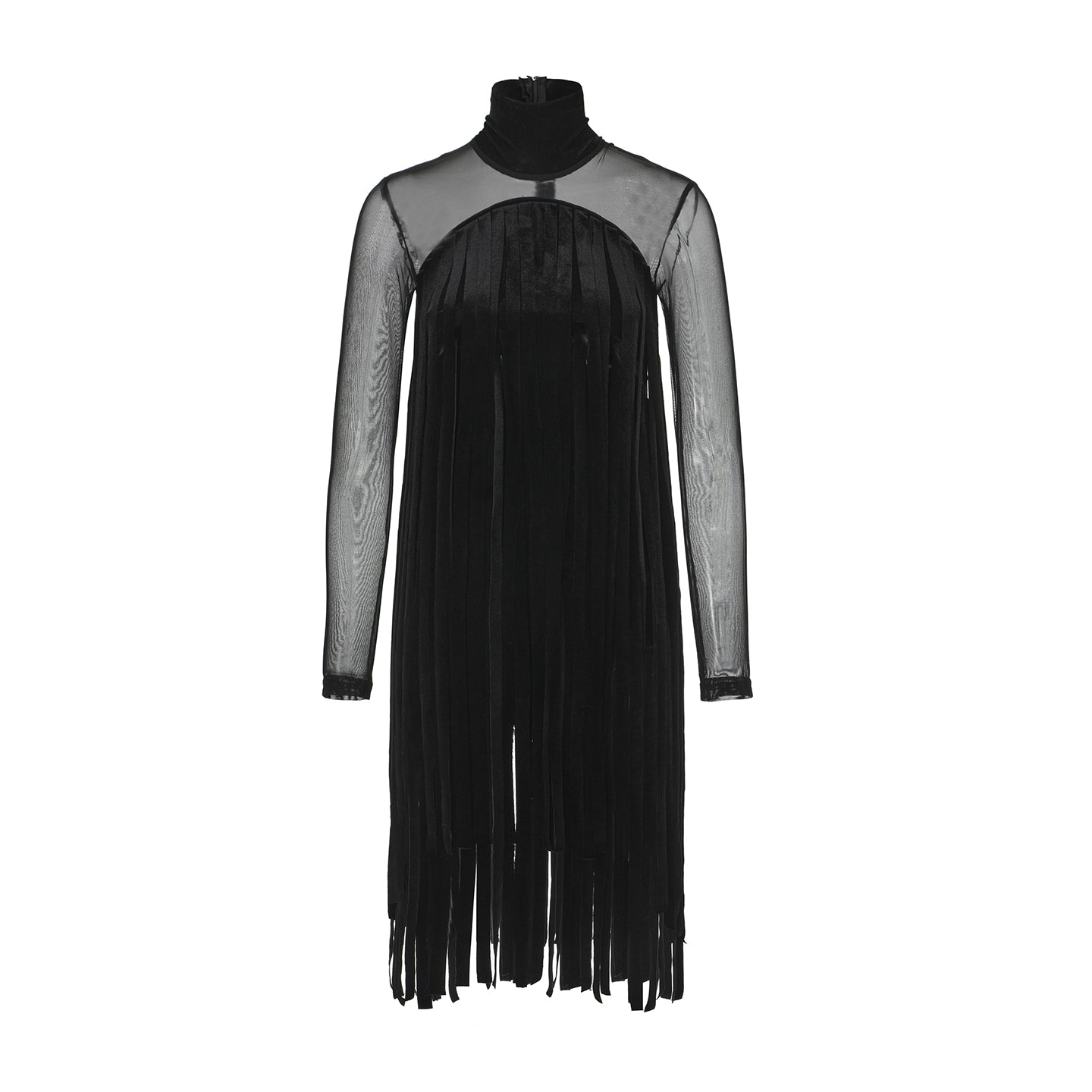 DUYQ [Midnight Star] 001 Ballroom Black Velvet Fringe Bodysuit – Professional Ballroom Practice Wear - Mine·Jas