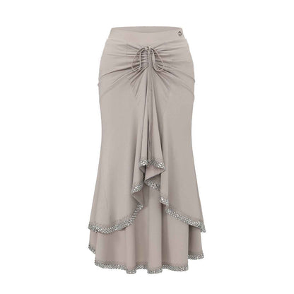 DUYQ 004 Original Rhinestone Double Layer Modern Dance Skirt