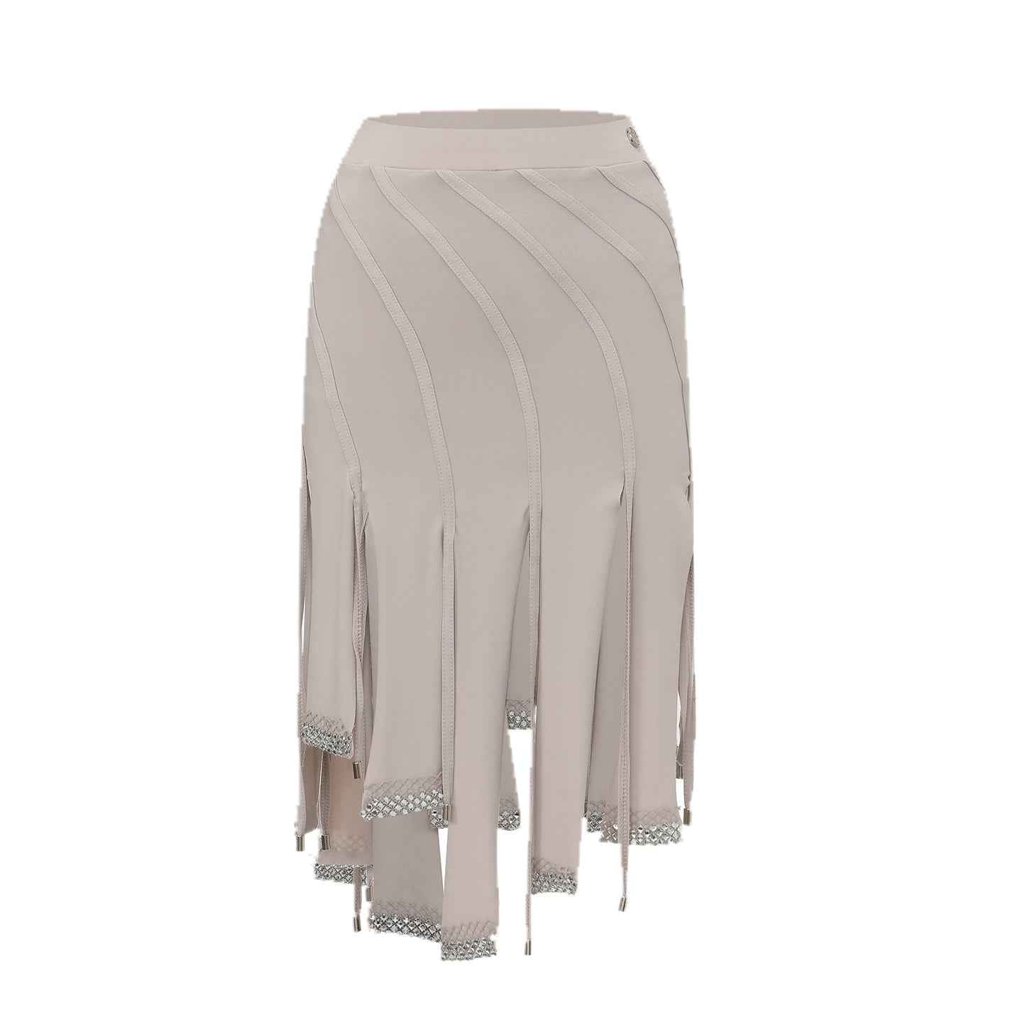DUYQ 004 Lapel Diamond Trim Skirt for Latin Dance
