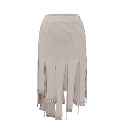 DUYQ 004 Lapel Diamond Trim Skirt for Latin Dance