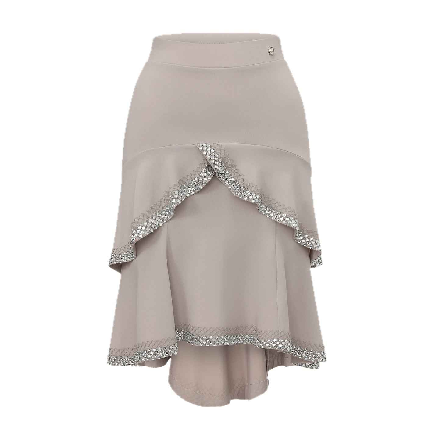 DUYQ 016 Lapel Diamond Trim Skirt for Latin Dance