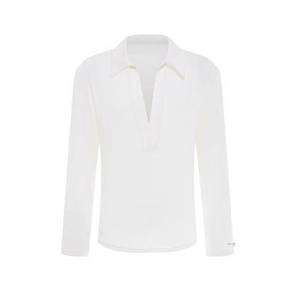 DUYQ A/W 005 Premium Cashmere Men's Collared Deep V Latin Practice Top - Long Sleeve