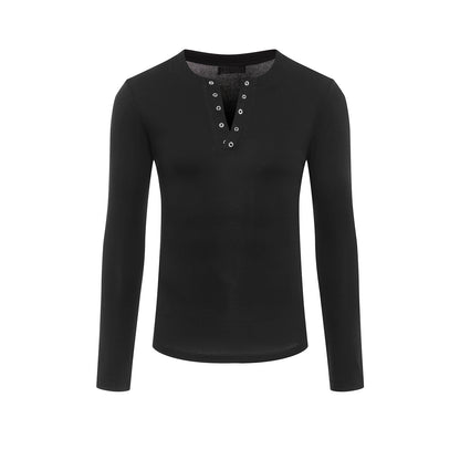 DUYQ A/W 003 Men's Small V-Neck Latin Ballroom Practice Top - Long Sleeve