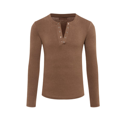 DUYQ A/W 003 Men's Small V-Neck Latin Ballroom Practice Top - Long Sleeve