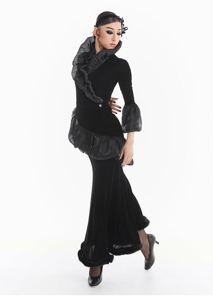 DUYQ [Midnight Star] 003 Ballroom Retro Court Style Bodysuit – Professional Ballroom Practice Wear - Mine·Jas