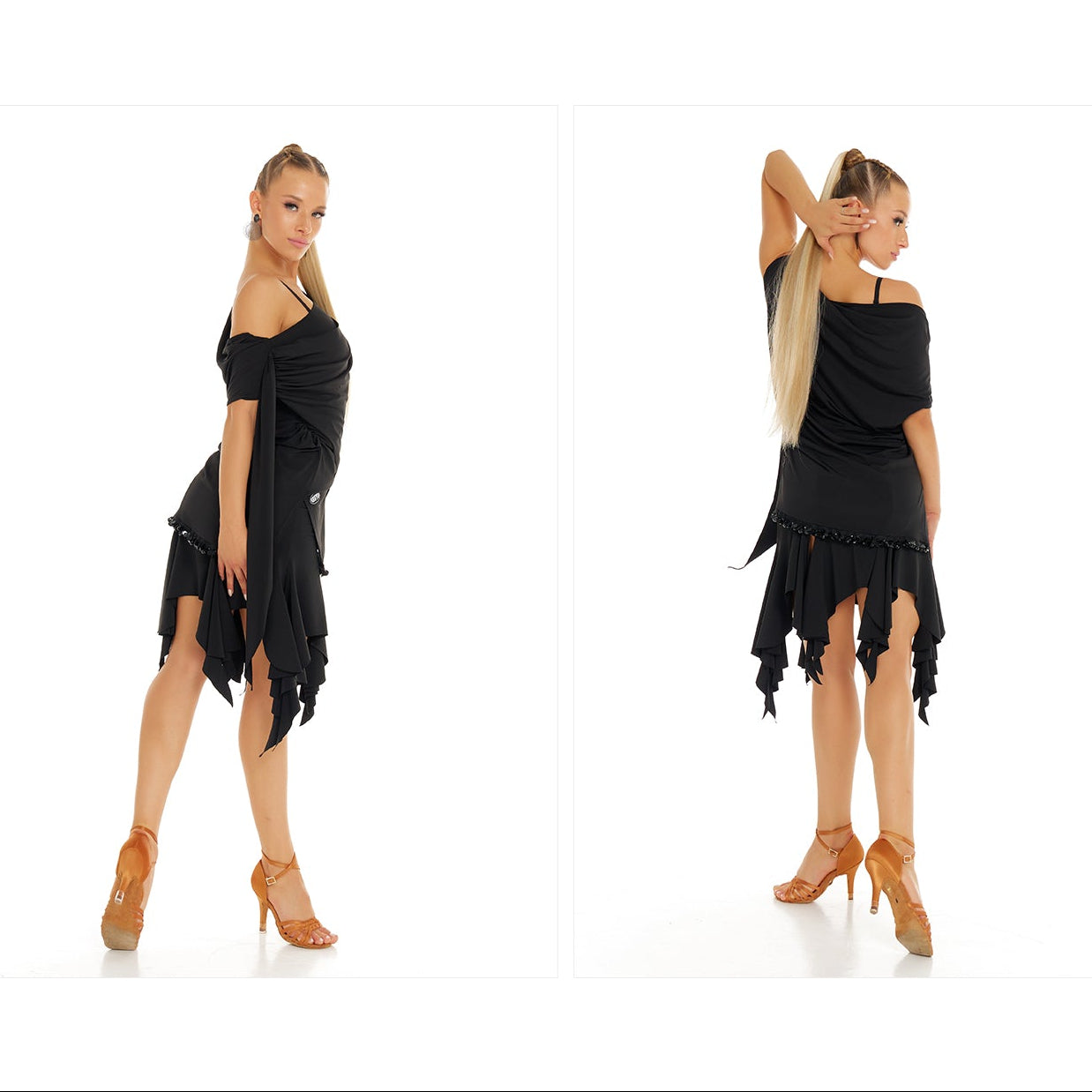 DUYQ [Polina-2] 007 Original One-Shoulder Asymmetric Top, National Standard Women's Latin Dance Practice Costume