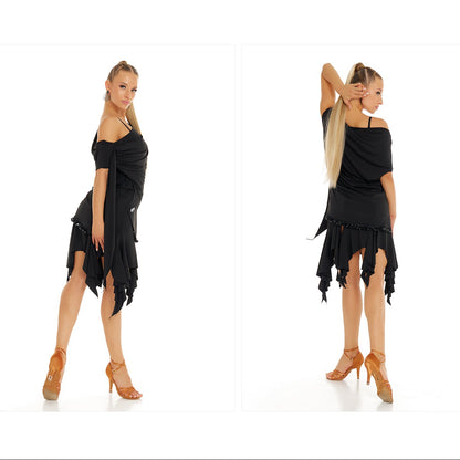 DUYQ [Polina-2] 007 Original One-Shoulder Asymmetric Top, National Standard Women's Latin Dance Practice Costume