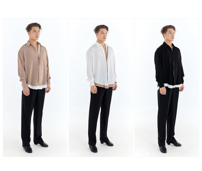 DUYQ A/W 009 Men's Color-Block Shirt - Latin Dance Practice Top | Daily Wear Suitable