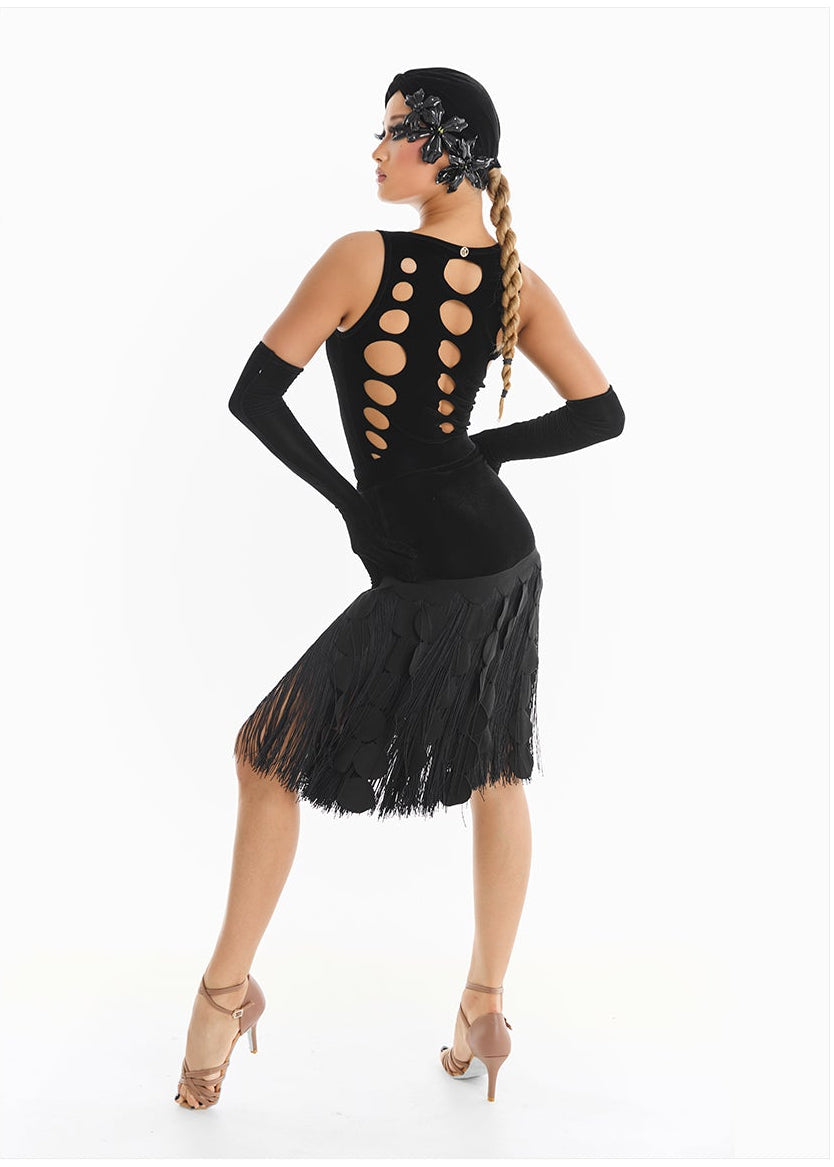 DUYQ [Midnight Star] 005 Latin Cut-Out Bodysuit Top – Professional Latin Practice Wear