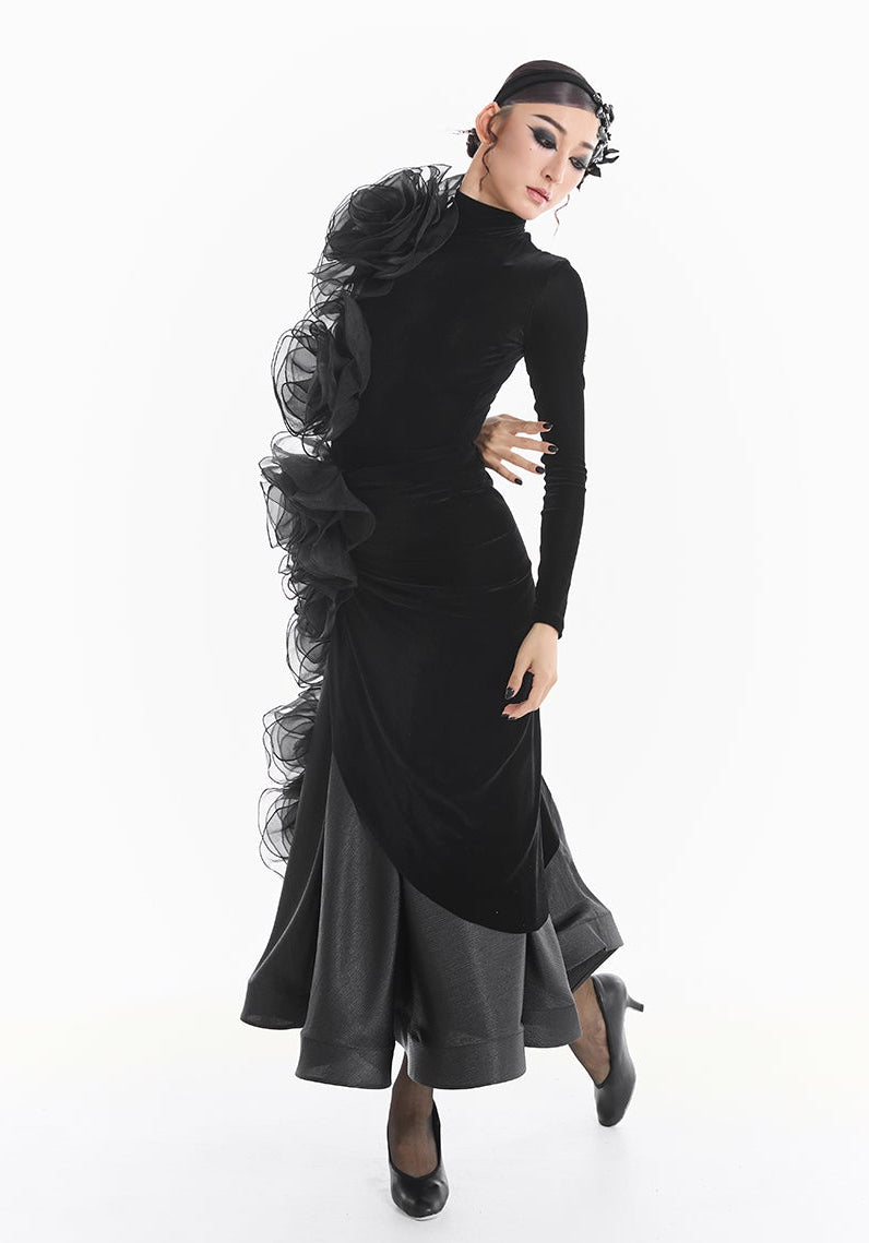 DUYQ [Midnight Star] 008 Ballroom Luxury Flower Skirt – Ballroom Practice & Performance Wear - Mine·Jas