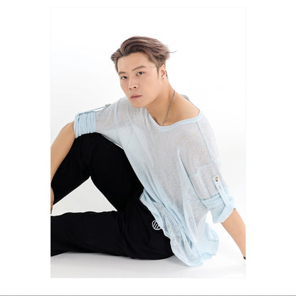 DUYQ A/W 004 Men's Round Neck Latin Ballroom Practice Top - Long Sleeve | Instructor Style