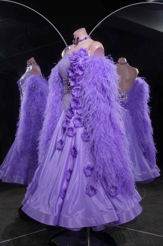 PEI.B004 Lavender Handmade Standard Dance Dress for Competition