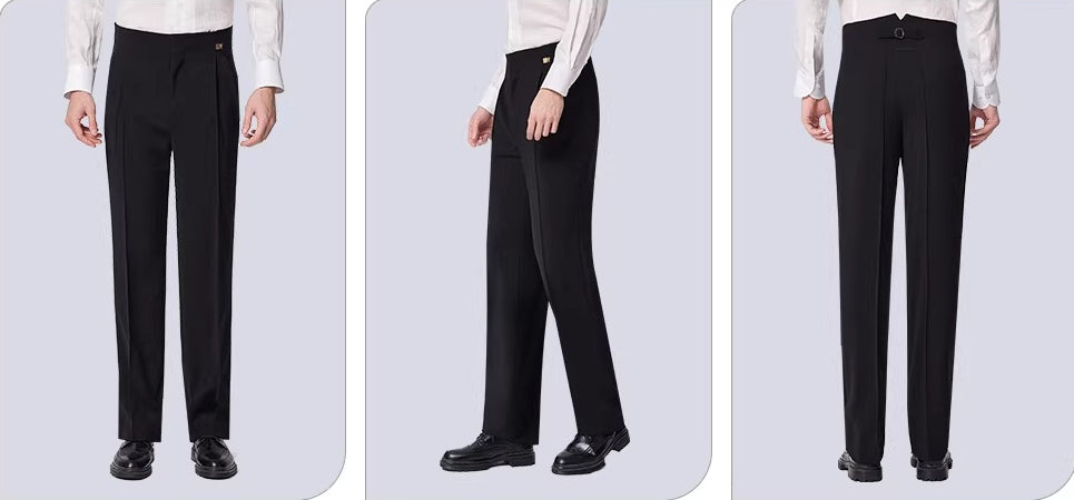 NY Fashion Men's Latin Ballroom Dance Practice Black High Waist Pants 24124K