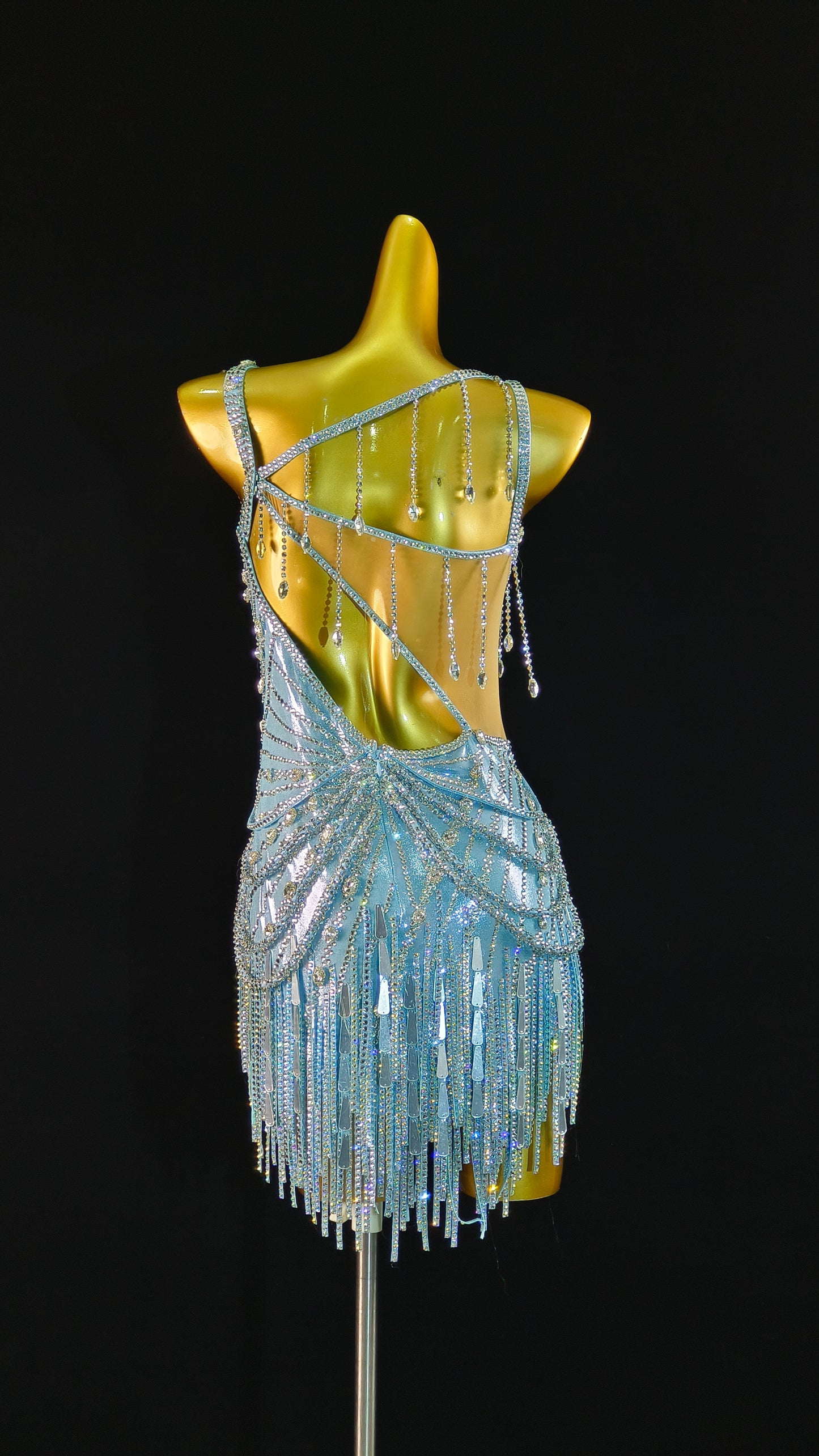 MINEJAS.L414 AB Rhinestone Latin Dance Gown - Mine·Jas