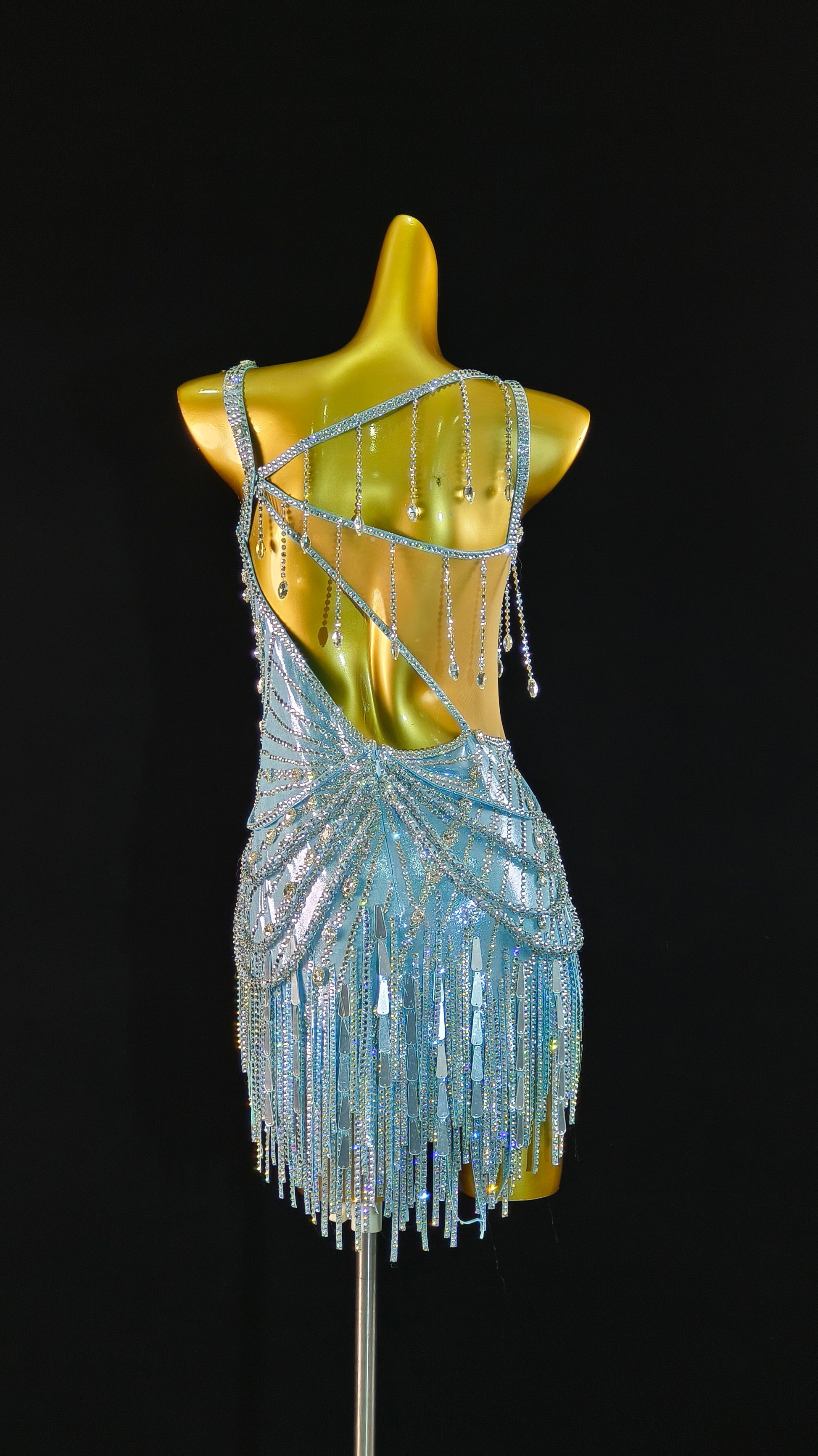 MINEJAS.L414 AB Rhinestone Latin Dance Gown - Mine·Jas
