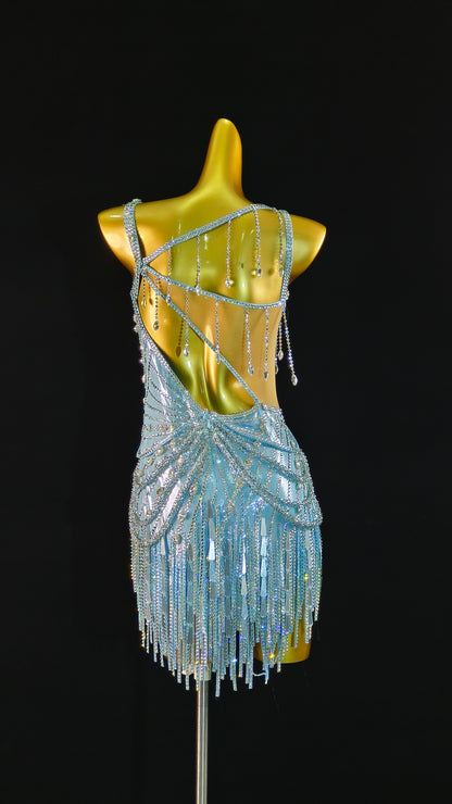MINEJAS.L414 AB Rhinestone Latin Dance Gown - Mine·Jas