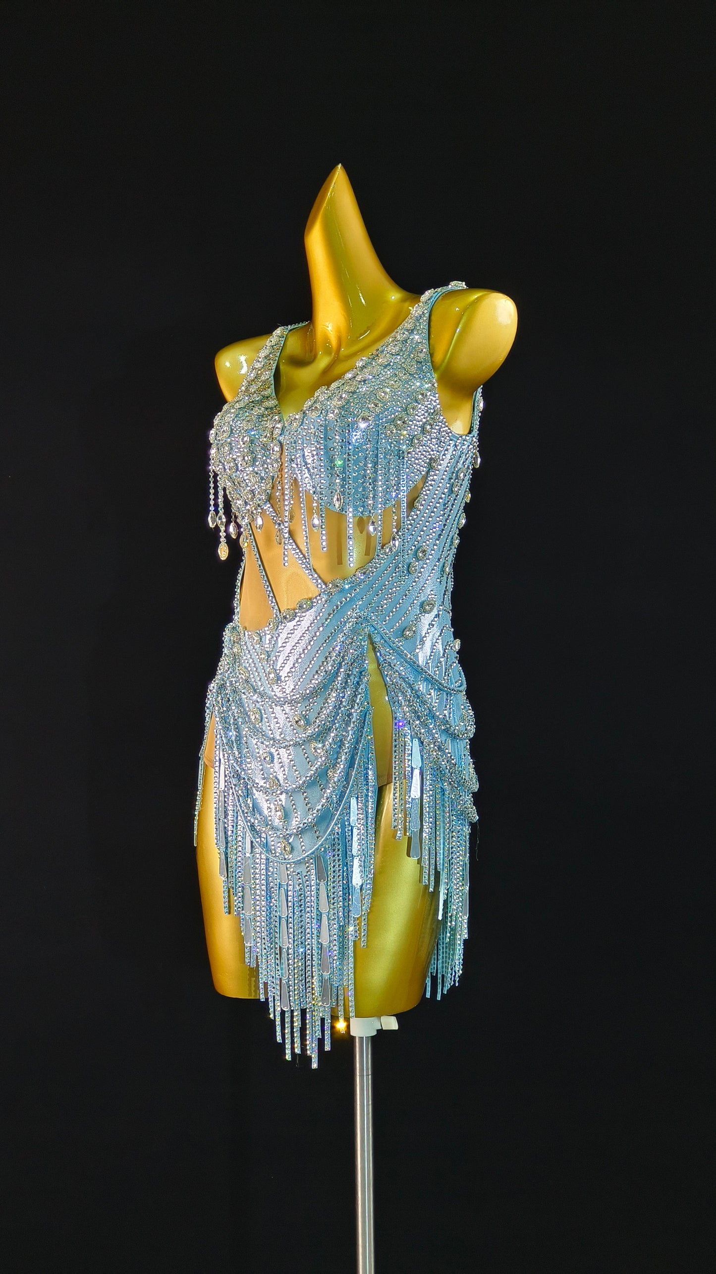 MINEJAS.L414 AB Rhinestone Latin Dance Gown - Mine·Jas