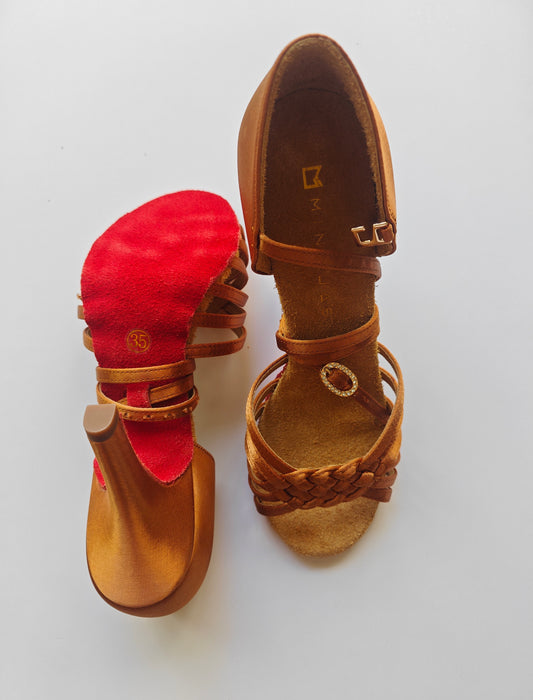 MINEJAS.L613 Women’s Latin Dance Shoes with Red Soles, Genuine Leather Insoles, and Odor-Resistant Comfort