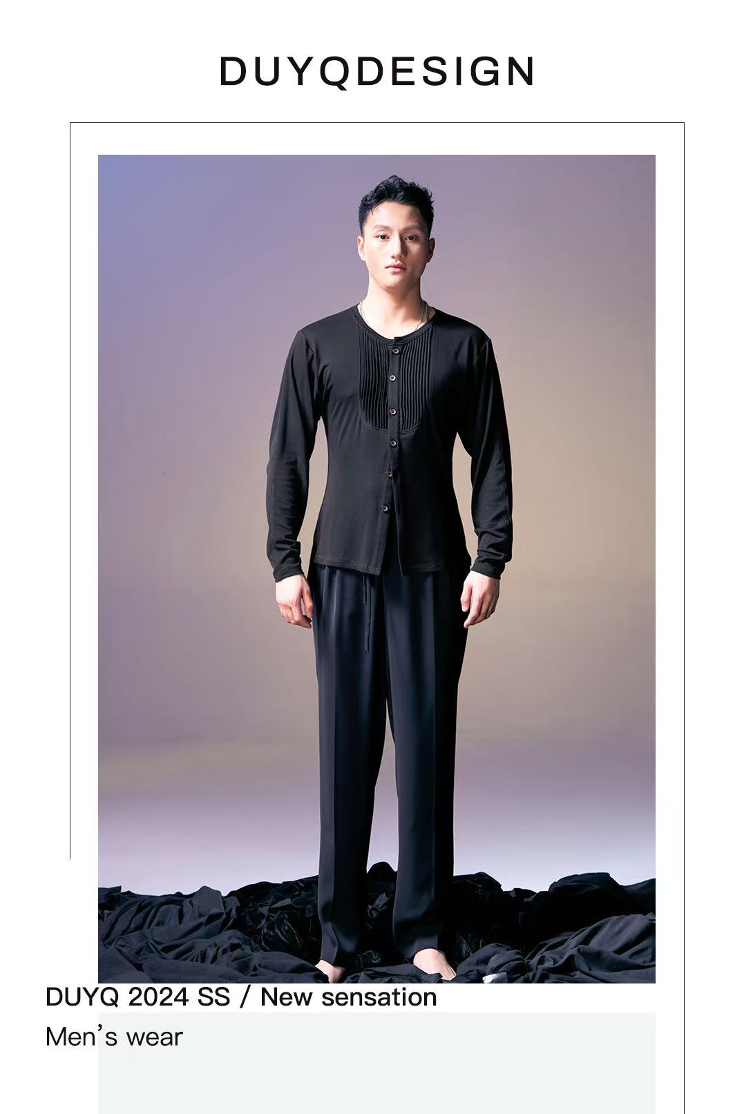 DUYQ.New Men-013 Round-neck Knit Long-sleeve Top - Professional Men's Standard Latin Dance Practice Wear