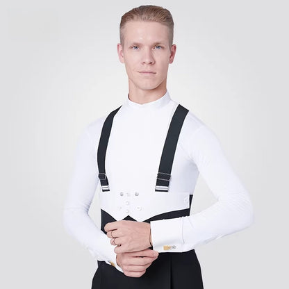 NY Fashion Men's Competition Shirt Zipper Modern Dance Top Performance Shirt180002