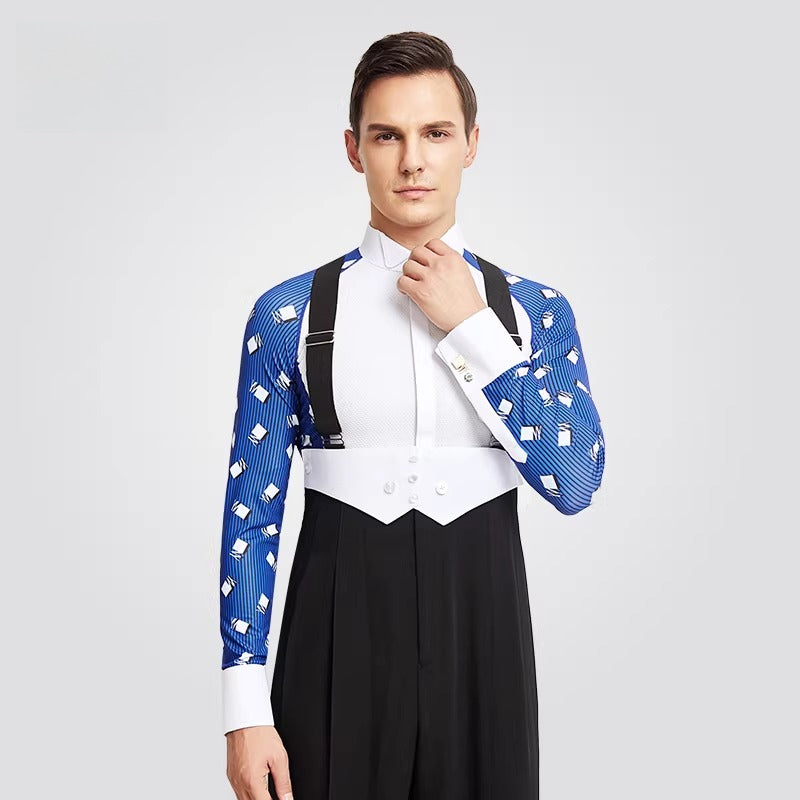 NY Fashion Mens Dance Competition ShirtDancing Suit Men's Top Ballroom Waltz Shirt 21116C - Mine·Jas