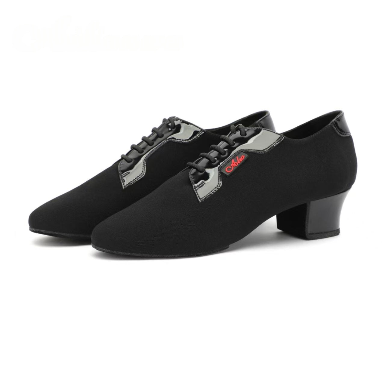 AL.L020ME Men’s Black Latin Dance Shoes Patent Trim Calf Leather Insole