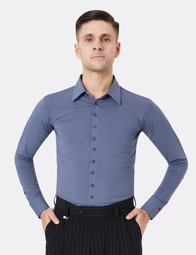 NY Fashion Men's Competition Shirt Dance Shirt Practice Top National Billboard Dance Top 21113C - Mine·Jas