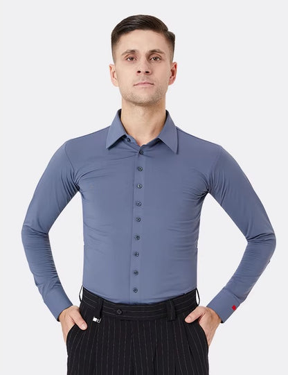 NY Fashion Men's Competition Shirt Dance Shirt Practice Top National Billboard Dance Top 21113C - Mine·Jas