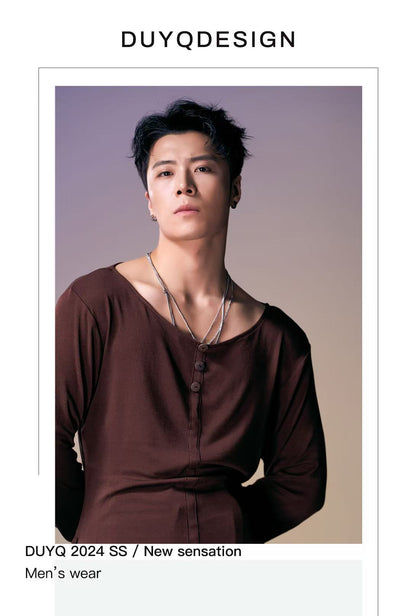 DUYQ.New Men-011 Minimalist Slim-fit Long-sleeve Top - Professional Standard Latin Dance Practice Wear for Daily Use