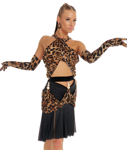 DUYQ [Polina] 003 Cross-pleated short top National standard women's Latin dance practice performance professional class uniform