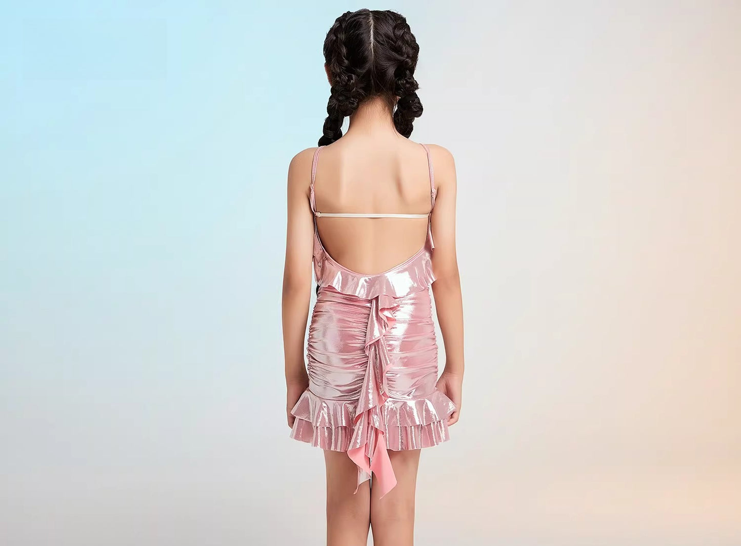 MLX professional children's Latin dance practice clothes, beautiful back dress, advanced children's dance training performance clothes