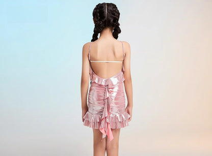 MLX professional children's Latin dance practice clothes, beautiful back dress, advanced children's dance training performance clothes