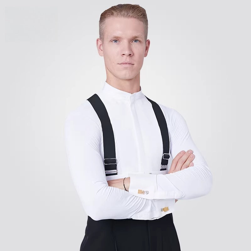 NY Fashion Men's Competition Shirt Zipper Modern Dance Top Performance Shirt180002