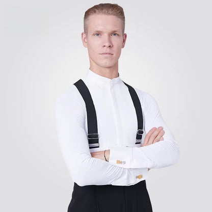 NY Fashion Men's Competition Shirt Zipper Modern Dance Top Performance Shirt180002