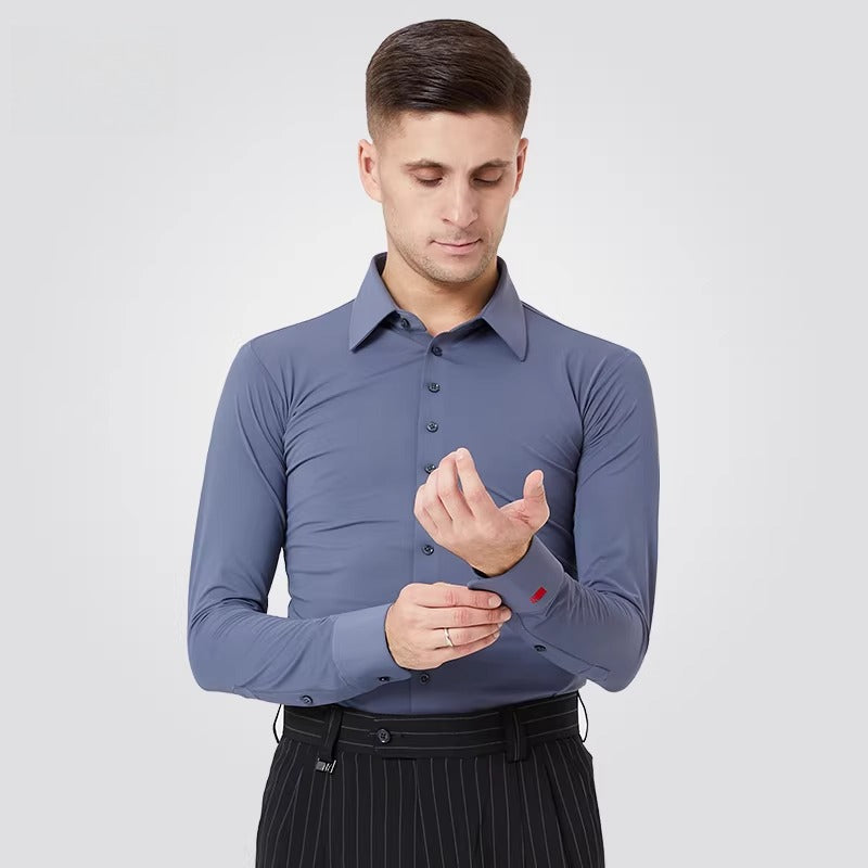 NY Fashion Men's Competition Shirt Dance Shirt Practice Top National Billboard Dance Top 21113C - Mine·Jas