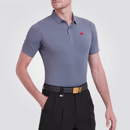 NY Fashion Men's Grey Polo Shirt Ballroom Dance Latin Dance Practice Shirt 202201T